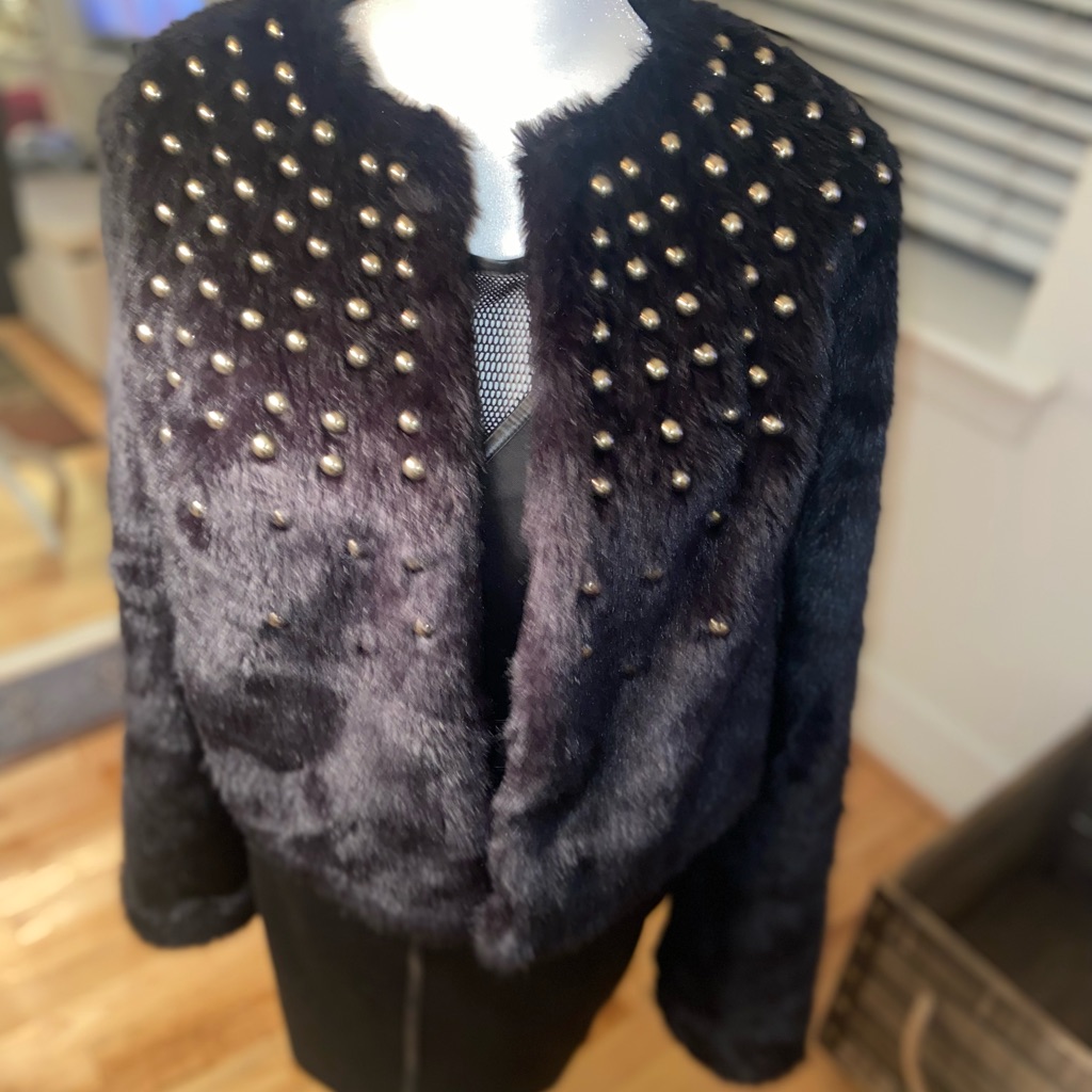 Michael Kors Cropped Faux Fur Jacket M